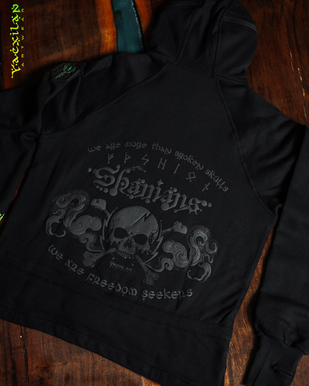 Hoodie Men Pullover / Cotton Fleece - BLACK SHAMANS